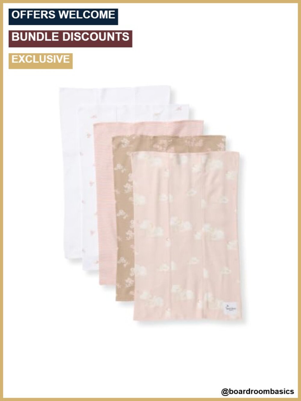 Organic Cotton Burp Cloths 5-Pack 17x11.75in Absorbent